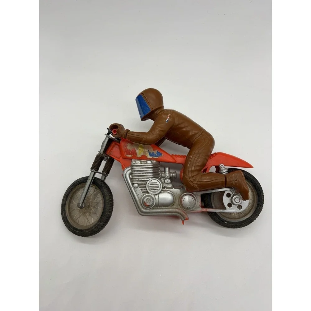 Vintage 1973 Mattel ELECTRIC HOG Triple Threat Motorcycle Stunt Bike Brown Suit